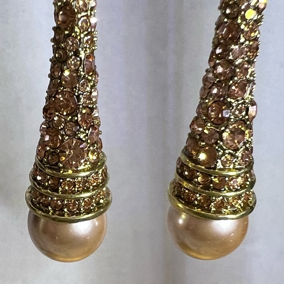 Heidi Daus 🆕Never Ending Glamour rose gold Swarovski crystals drop earrings - Picture 8 of 9